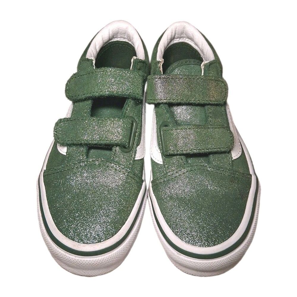 Size 13.5 - Kids Vans Old Skool V sneakers Tinsel Suede Green
